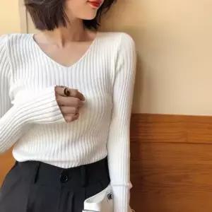 G126819 스키니 브이칼라 롱티 골지니트크루넥티 모던