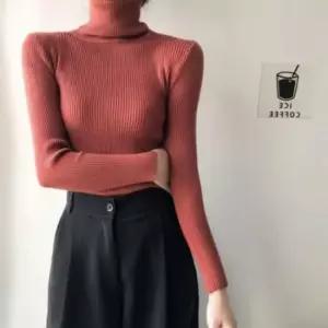 여자 타틀넥 풀오버 니트립 폴라넥 폴라넥 스탠다드 롱티 니트상의 윈터스타일 필수템