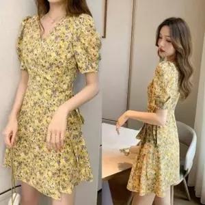 이쁘다요 플라워 가운 미니 봄 원피스 투웨이 랩 반팔 여름 로브 WFLMEMZ