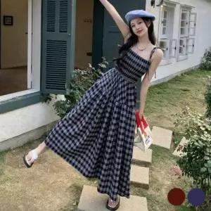 이쁘다요 체크 민소매 라인 롱 느낌 패턴 여성 튜브탑 원피스 WFLMN8E