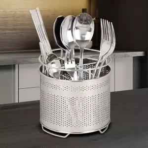 원형수저통(대) 스텐물빠짐 업소용 수저꽂이 숟가락통 수저통 주방용품 식기건조대 선반