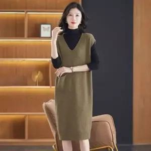 원피스 롱 긴팔 가을 니트 드레스 티셔츠 파자 WFLMT2S