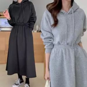 라운드넥원피스 여자 긴팔원피스 면원피스 허리밴 WFLMTW6