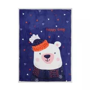 북극곰 양털 패턴 극세사 담요 100x140
