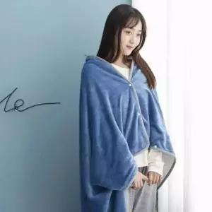 똑딱이 이중 극세사 망토 담요 100x150