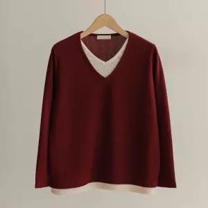 [66-110] 메더 브이 레이어드 니트 티