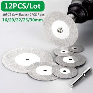 12 개세트 다이아몬드 커팅  휠 Dremel 미니 소형 드릴 컷오프 우드 스톤 플라스틱 유리 타일 용 원형 톱