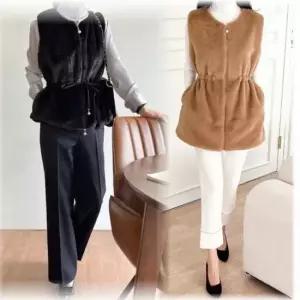 [라일리여성의류] Rly 겨울 털 밍크 캔버스 여성 캔버스퍼 페이크