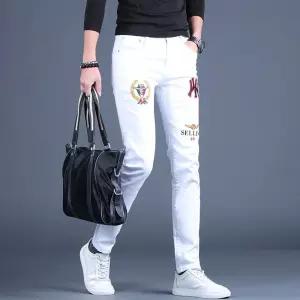 화이트 바지 남자 캐주얼 자수 추동 진 스키니 일자핏 청바지 슬림핏 원픽4