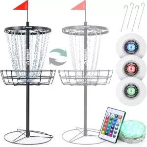 야간 연습을 위한 두 가지 난이도의 연습 목표를 24개의 체인이 있는 파티시 휴대용 디스크 골프 바구니