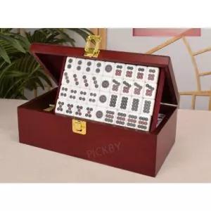 픽바이 휴대용 마작 패 세트 아크릴 게임 놀이 미니 중국 전통