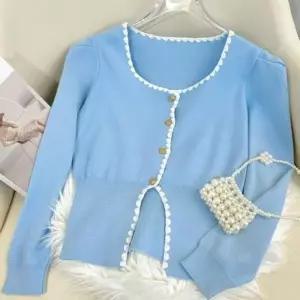 [라일리여성의류] Rly 로즈스냅 니트웨어 오픈니트 스테디 사각넥 롱티