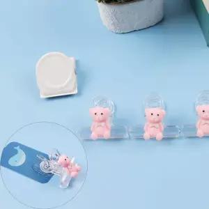 [셀러에이드]핑크 소형 곰모양 서류 집게 플라스틱 1P 사무용 종이