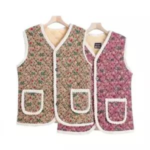 [라일리여성의류] Rly 1+ 1 유니크 꽃 무늬 털 웜 방풍보온할머니