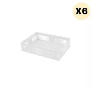 창신리빙 PP스텝 바스켓 소품정리 보관 4호 화이트 X6