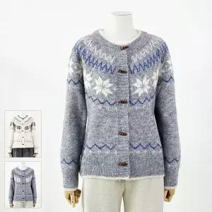 [로코엘라]벤자로 토글단추 여성 노르딕 니트 가디건