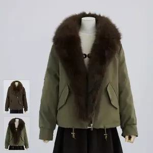 [로코엘라]소엘 여성 페이크퍼 탈부착 패딩 사선 지퍼 점퍼