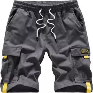 VtuAOL 남성 카고 반바지 탄력 허리 캐주얼 코튼 멀티 포켓