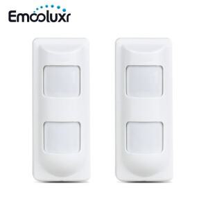 유선 2PIR + 마이크로파 야외 안티 마스크 EMI 모션 센서 경보 시스템 애완 동물 친구 커튼 커튼 광각 2 개