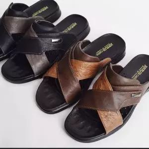 엑스 스트랩 투톤 남성 슬리퍼 가죽 회사 사무실 실내화 WFJX7D3