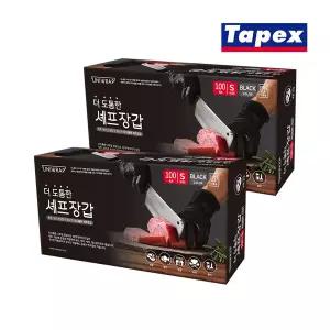 [유니랩]더 도톰한 니트릴 셰프장갑 100매(블랙) 소 X 2개