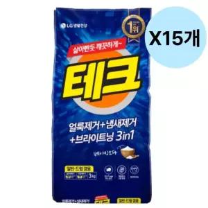 테크 3IN1 분말 세탁 세제 리필 드럼 겸용 3kg X15개