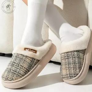 안미끄러운슬리퍼 공용 굽 패션 실내화 털 보온 방한 바닥화