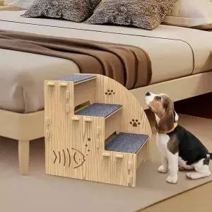 [콩심팥심]강아지 고양이 계단 스텝 베개 낮은 3단 노령견관절계단 애견오르막