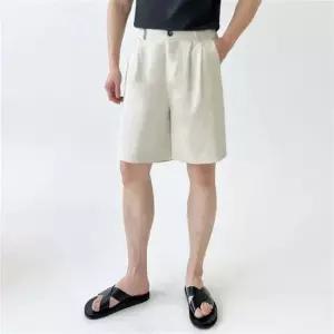 밴딩바지 남성 데일리 양쪽포켓 베이직 편안한 반밴딩 코튼 치노 깔끔한 핀턱 반바지