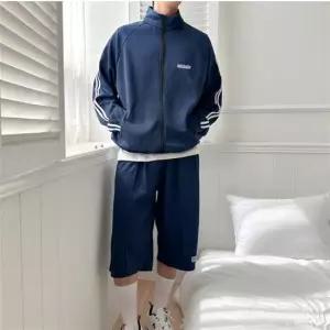 트랙집업 남자 투라인 트랙 집업 편안한 트레이닝 자켓 와이드 버뮤다 7부 세트 반바지