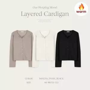 핫핑 [페이크레이어드] 루이샤 슬림베이직핏 페이크 레이어드 기모 긴팔가디건