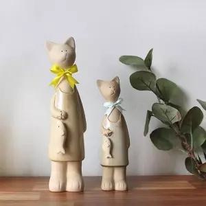 갓샵 MJF400B3 리본 고양이 장식 소품 2p/도자기 인형 장식품