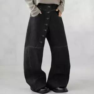 [하프클럽/다잇템]여성 진 넓은 빅사이즈 버튼업 바지