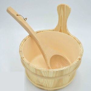 양동이 원목 사우나 물통 소형 히노끼 버킷 대야 숟가락 센드 사우나룸 찜질방 족욕