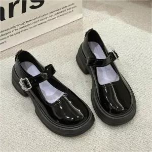 [라일리] Rly 여성 메리제인슈즈 통굽 로퍼 둥근앞코 플랫폼 슈