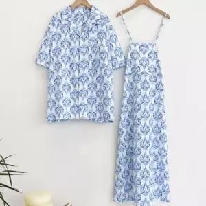 패턴 휴양지 커플룩 남자 셔츠 여성 원피스 시밀러룩