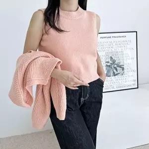 여성 2컬러 봄 가을 크롭 니트조끼 볼레로 가디건세트 (KYR-WFGER9R)