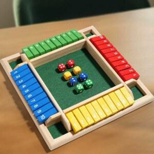 4인 주사위 게임 숫자 단단한 교구 나무 모델 사고 놀이 논리적 녹색