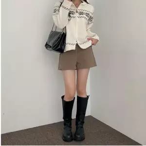 여성 겨울 반바지 숏팬츠 핫팬츠 A라인 기모 모직 팬츠 2color