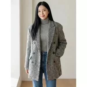 [하프클럽/]포브 헤링본 미디 자켓_RE4HC024