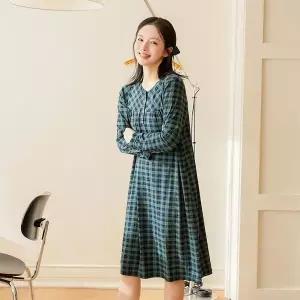 [하프클럽/]핫복구잠옷원피스 그린체크