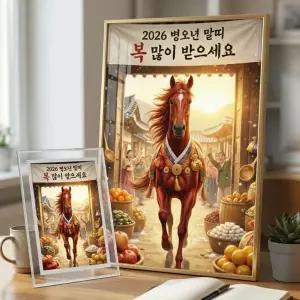 1+1 SRT018C4 새해 병오년 말띠 돈들어오는 그림 액자 SET_M03