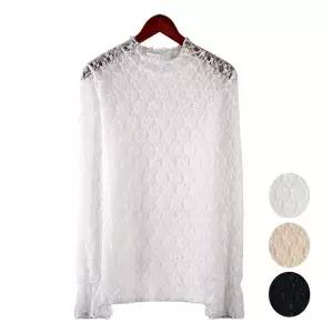 신축성 좋은 레이어드 망사 프릴 티셔츠시스루 레이스블라우스