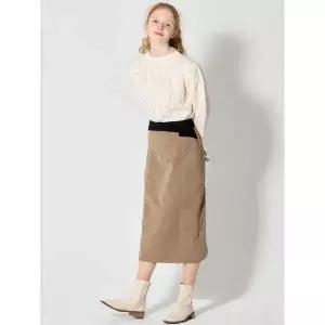 [하프클럽/보니스팍스]시보리 배색 H라인 패딩스커트 (택가격 139000원)