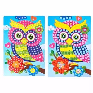 부엉이 사각스티커 모자이크 액자만들기 집콕 미술놀이키트 색감 창의미술교구