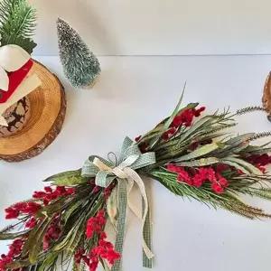 레드폼폼 가렌더 크리스마스장식 조화 벽걸이장식 리스