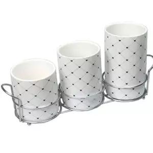 수저통 001DXN12 세트 숟가락통 수저함 수저꽂이 체크하트 3구