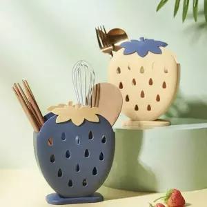 파스텔 580XFU66 딸기 양 수저통 수저보관함 수저보관통