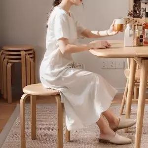 4p 의자 고무나무 원형 스툴 (WFHJIPT)