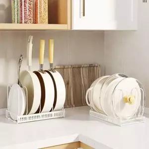 주방용 길이 조절 후라이팬 거치대 프라이팬 정리 선반